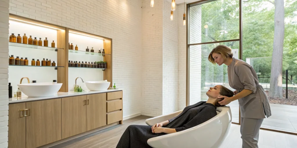 A relaxing scalp massage at a professional head spa in Alpharetta, GA.