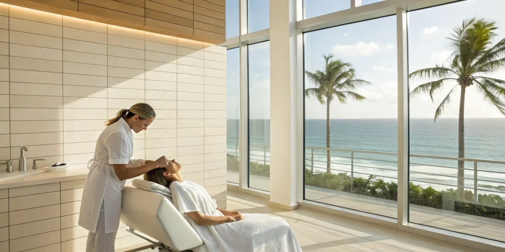 A rejuvenating scalp facial at a professional head spa in Delray Beach.